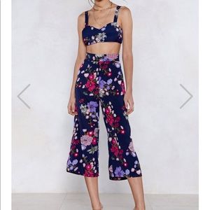 Floral crop top and pant set